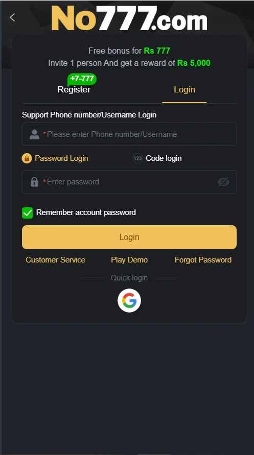 No777 Game Login